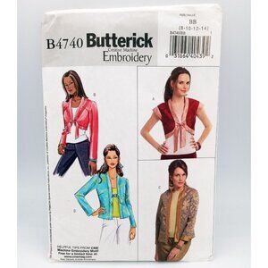 Butterick Pattern B4740 Misses Jacket Creative Machine Embroidery Sz 8-14 Uncut